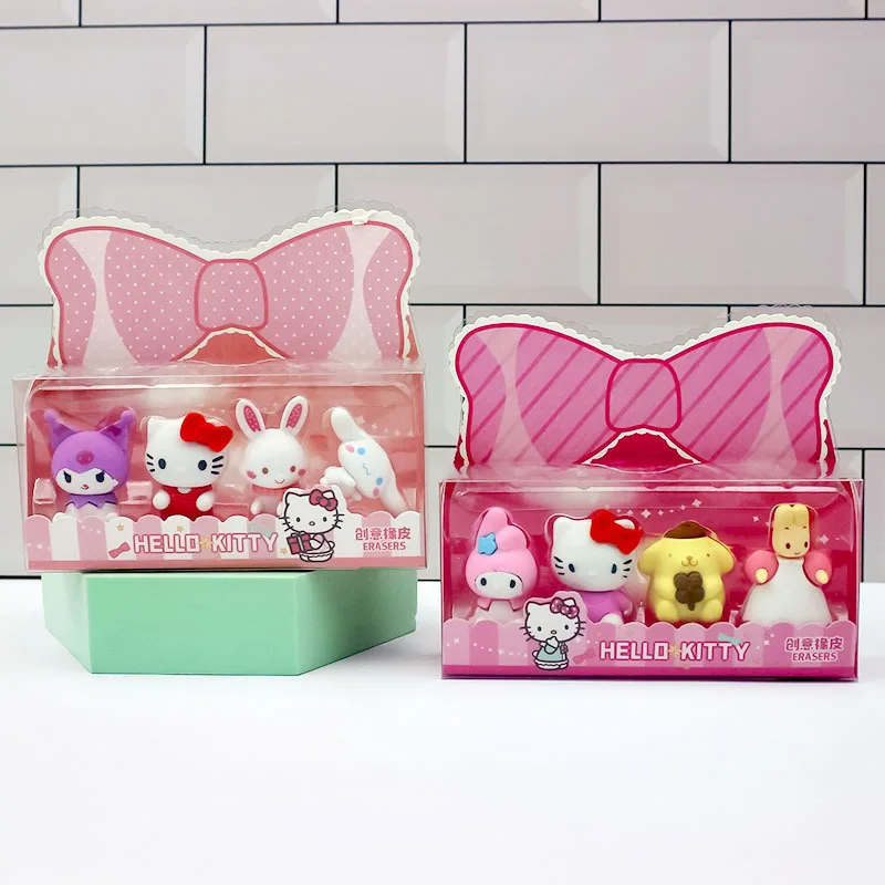 

Kawaii Sanrio Kuromi Mymelody Cinnamoroll Pochacco Pompompurin Eraser Cartoon 3d Detachable Anime Toys For Gifts Student Prizes