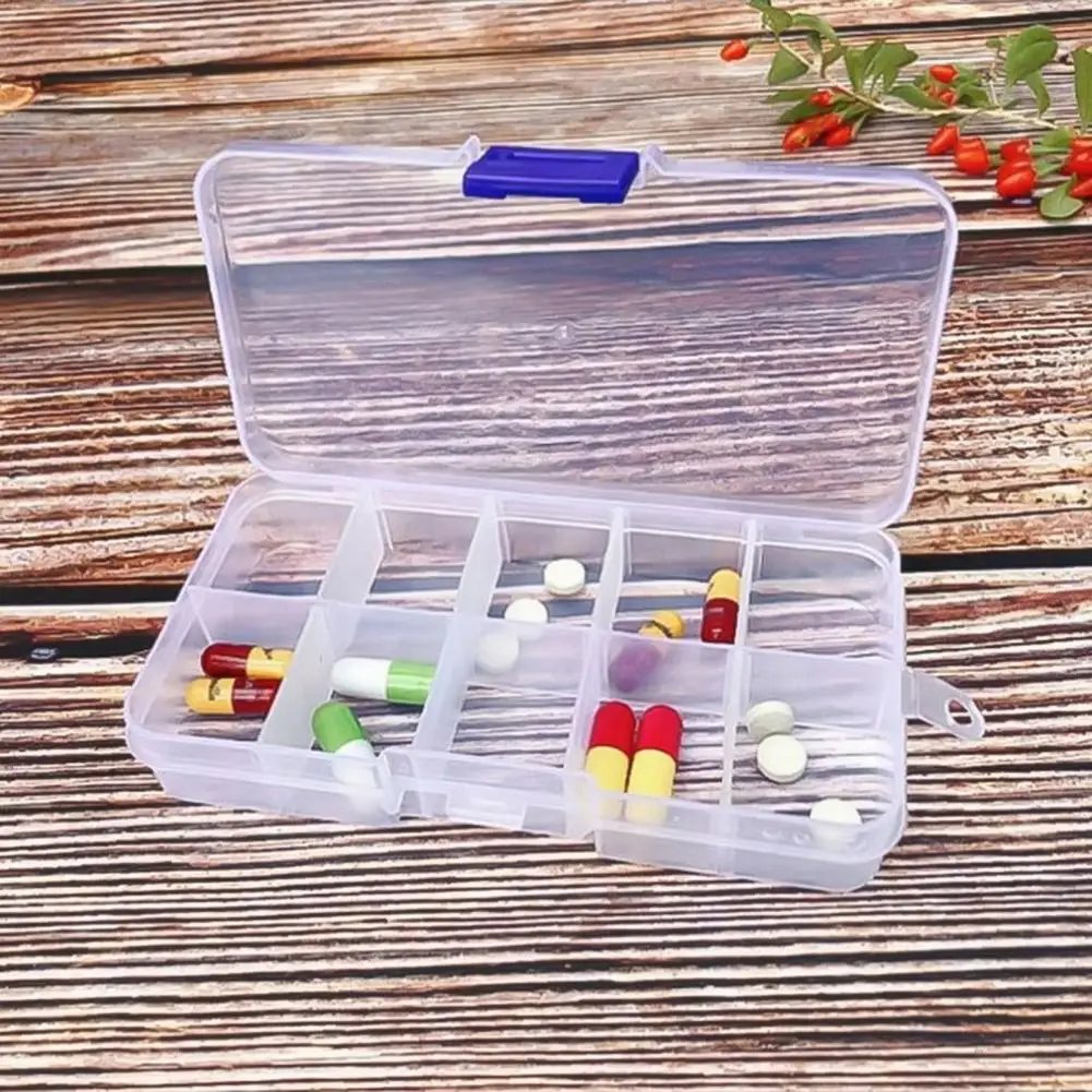 

Storage Holder Clamshell Design PP Non-stick Individual Compartment Storage Box Pill Box for Desktop
