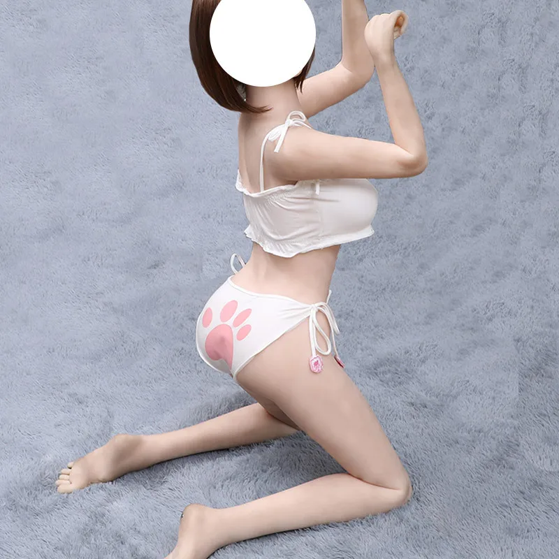 

Cute Girls Embroidery Wild Cat Costume Cosplay Bra Anime Cat Open Chest Lingerie Set Kawaii Underwear Schoolgirl Uniform Women