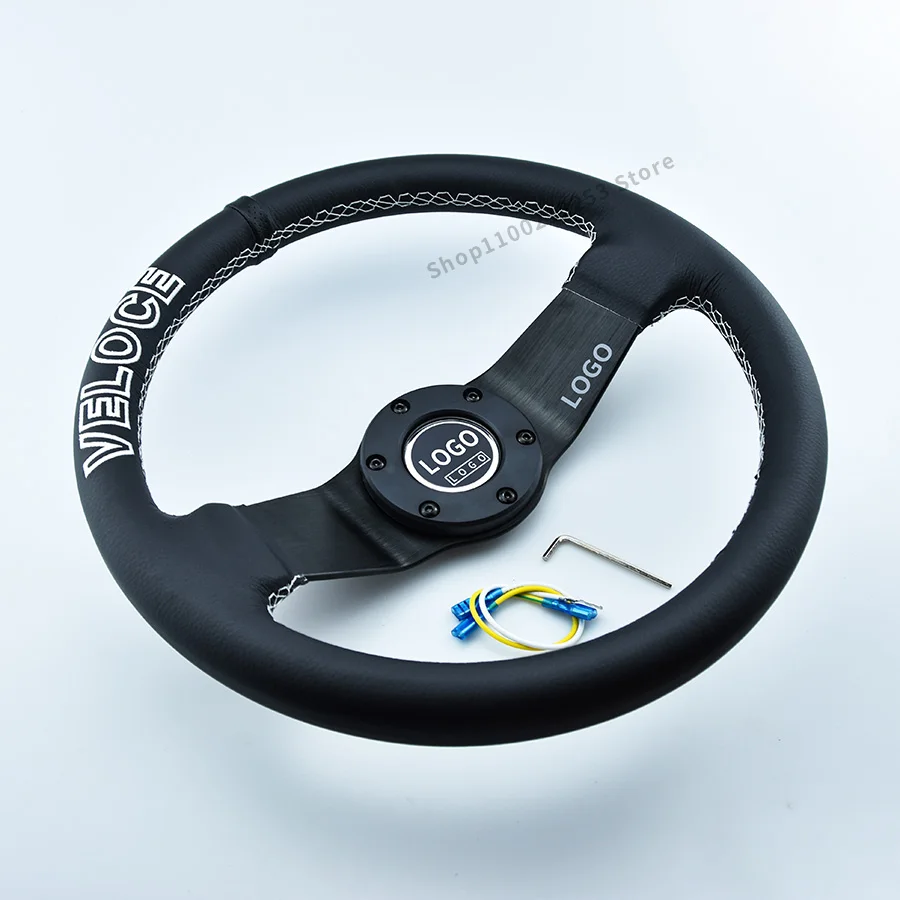 JDM гоночное белое кожаное рулевое колесо из быстрой кожи универсальное Рулевое