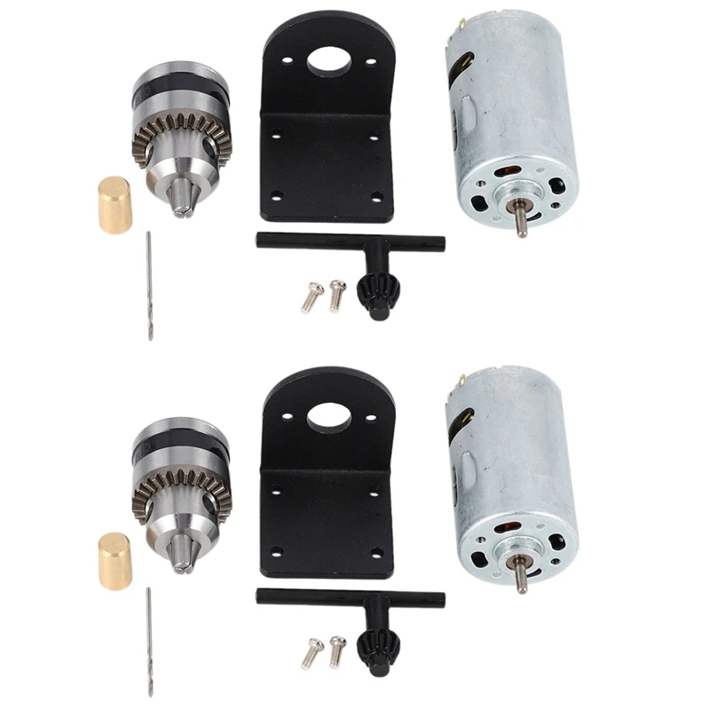 

2X Dc 12-36V Lathe Press 555 Motor With Miniature Hand Drill Chuck And Mounting Bracket Dc Motor