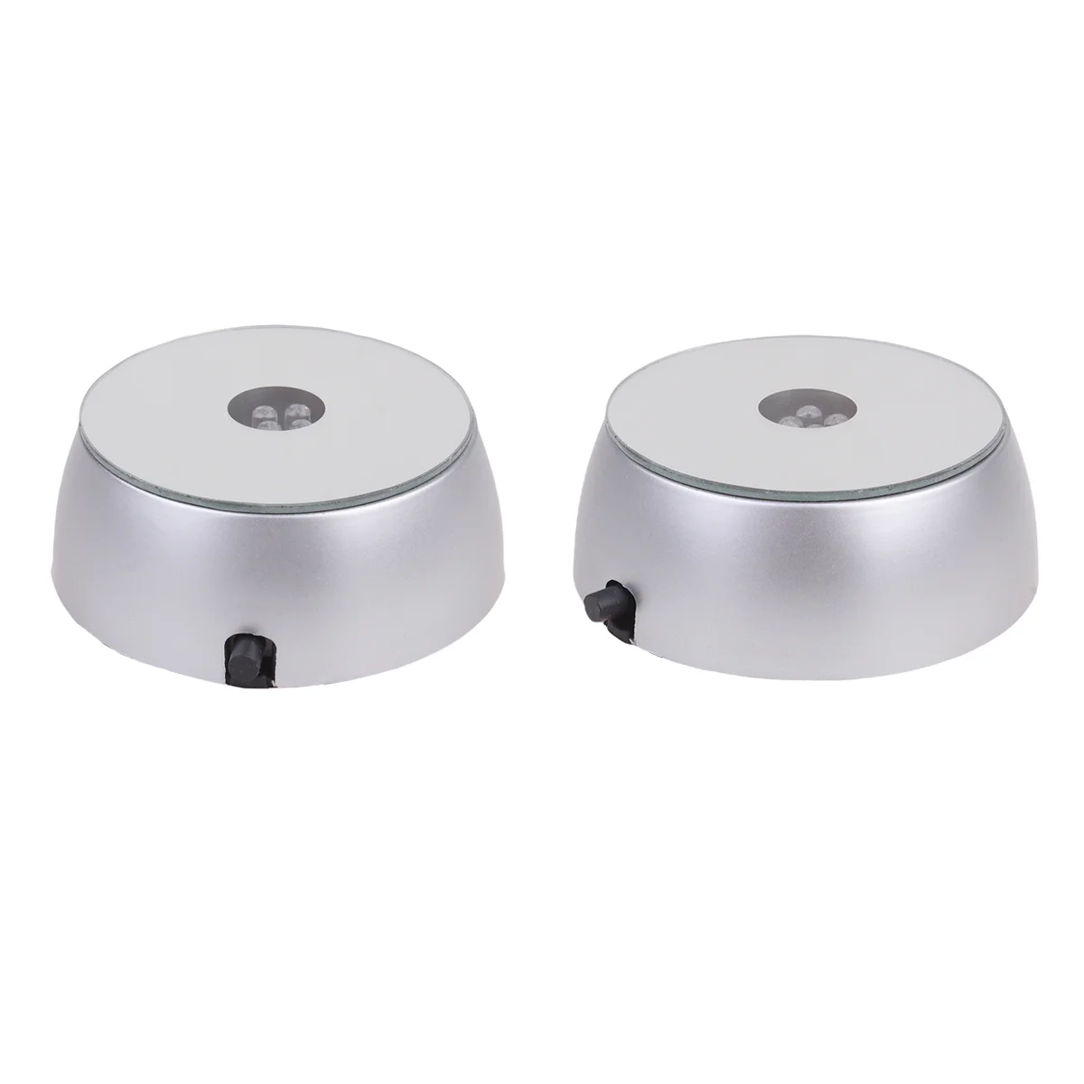 

4 Pcs Glass Holder Round Table Lamp LED Light Display Stand Rotating LED Light Base LED Display Case Shine LED Display Base