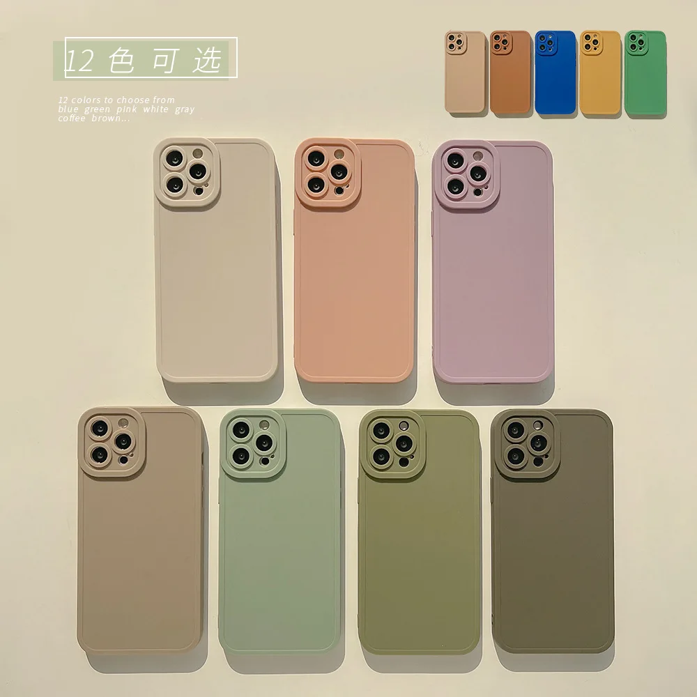 

Candy Solid Color Phone Case For iPhone 14 13 12 11 Pro Max X XR XS Max 7 8 Plus Shockproof Bumper Soft Protective Cover Fundas