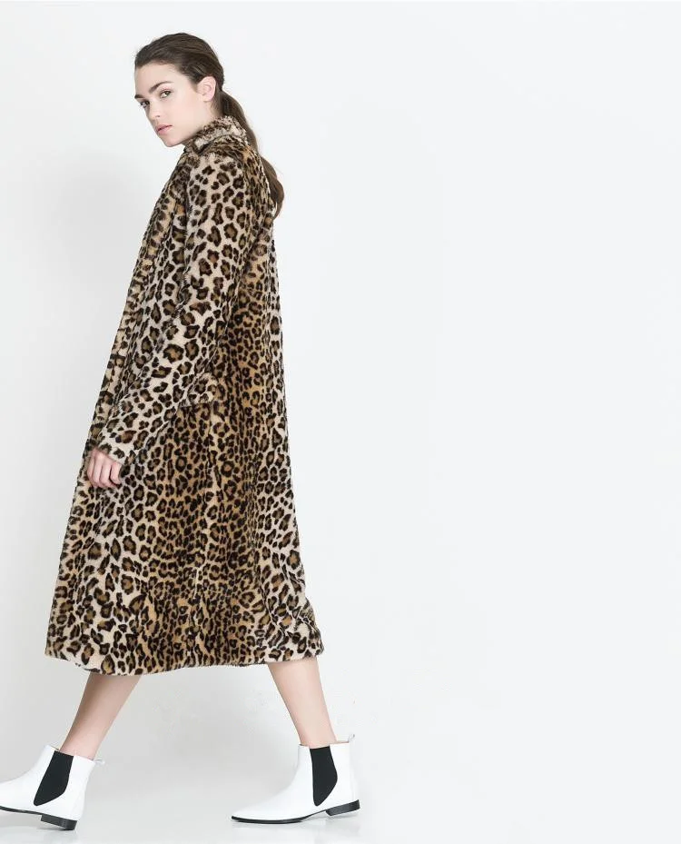 ICCLEK 2022 new fur coat imitation leopard fur coat luxury medium and long hairy women's coat