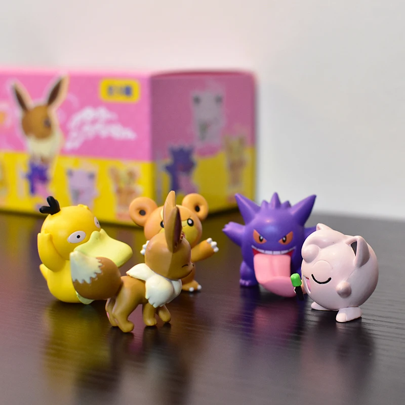 Фото Pokemon 5, развлекательные навыки, стили, фигурки, Eevee Jigglypuff Psyduck Gengar, модель 5, куклы, коллекционные украшения для рабочего стола №2