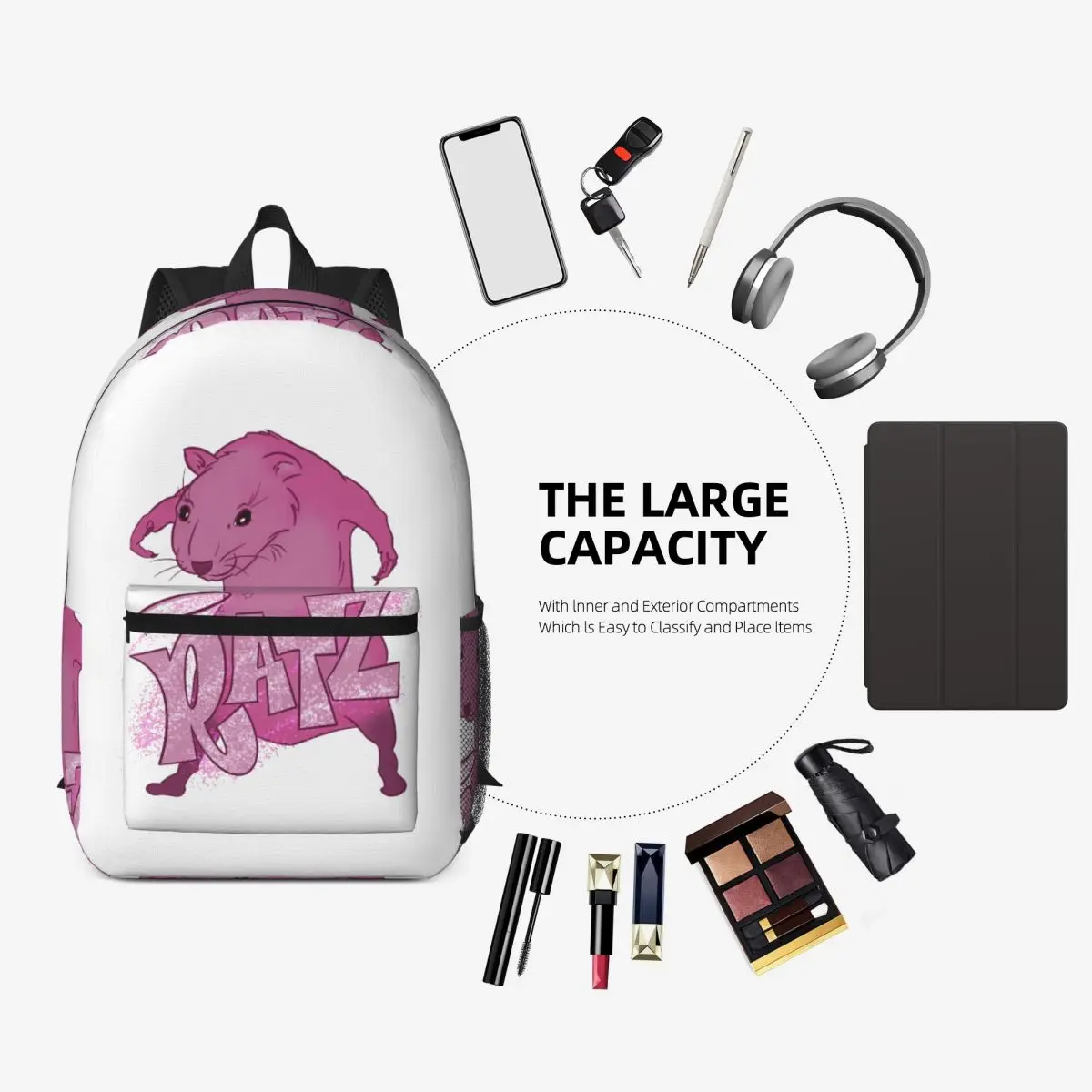 Фото Рюкзак RATZs PINK MOUSE, вместительный рюкзак для мальчиков и девочек, школьная сумка, сумки на плечо для мужчин и женщин №3
