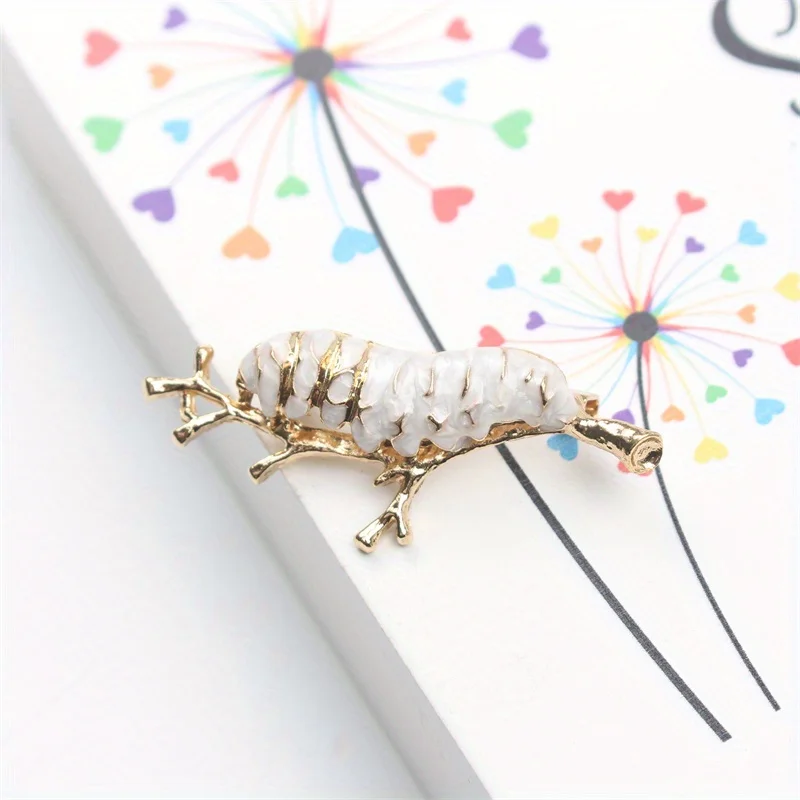 Брошь в виде насекомых изысканное платье белый Шелкопряд гусеница аксессуары