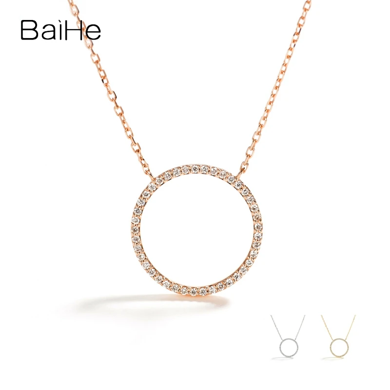 

Ожерелье BAIHE из розового золота 18 К с натуральными бриллиантами 0,16 карат H/SI, колье для женщин и мужчин, модные ювелирные украшения из драгоценных камней, цепочки