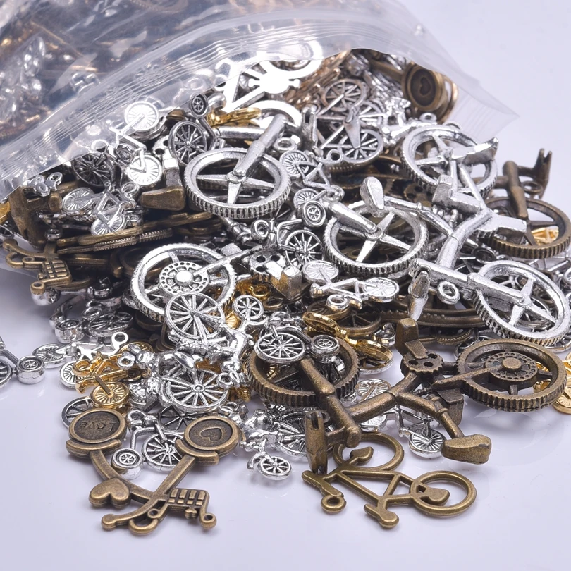

Steampunk Bike Antique Bronze Alloy Pendant Tibetan Silver Accessories Charms For Jewelry Making Keychain Findings DIY Materials