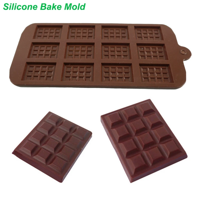 

1PCS Silicone Mold 12 Cells Chocolate Mold Fondant Patisserie Candy Bar Mould Cake Mode Decoration Kitchen Baking Accessories