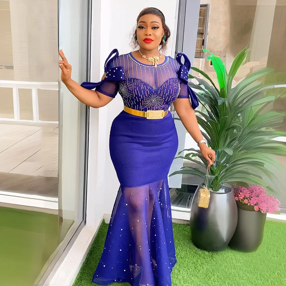 Элегантное сетчатое вечернее платье русалки с бисером для женщин свадебной