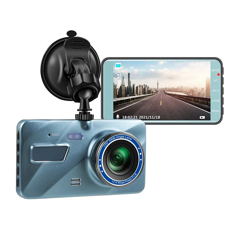 

Автомобильный видеорегистратор, видеорегистратор с двойным объективом HD 1296P, Автомобильный цифровой 4-дюймовый сенсорный экран IPS, видеорег...
