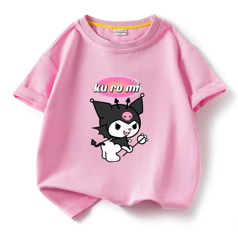 

Sanrios Kawaii Anime Kuromi Cute Cartoon Short Sleeve T-Shirt New Summer Loose Thin Cotton Top Birthday Gift