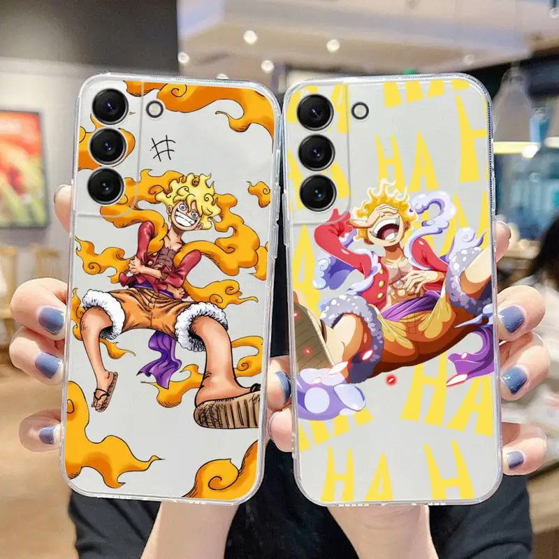 

One Piece Luffy gear 5 nika JOYBOY Phone Case For Samsung Galaxy S22 S21 Ultra S20 S30 FE S8 S9 S10 5G Plus Lite Transparent