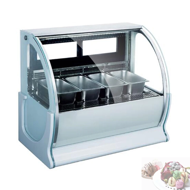

Commercial Ice Cream Display Cabinet Desktop Curved Ice Porridge Freezer New 6 Barrel Hard Ice Cream Display Cabinet 850W