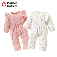 patpat overalls baby girl clothes new born jumpsuit romper infant newborn baby bodysuit ribbed floral allover ruffle long sleeve