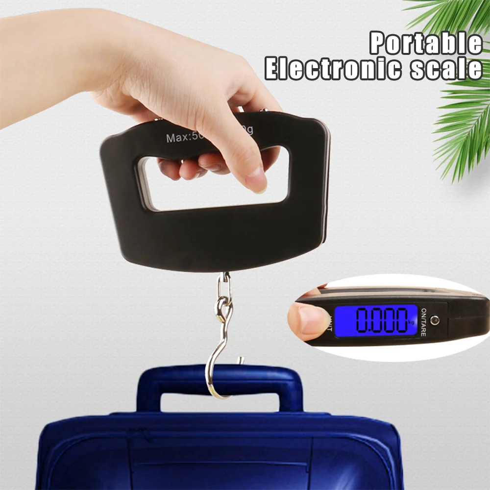 

1pcs 50kg Digital LCD Display Portable Handle Scale Electronic Luggage Scale Travel Bag Weighting Fish Hook Hanging Scale