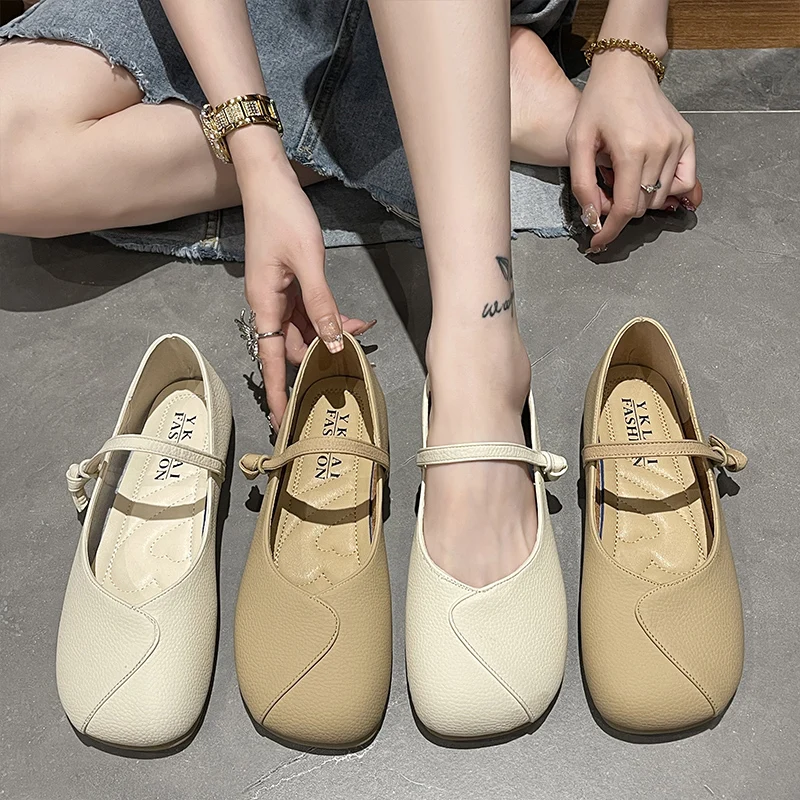 

Туфли женские на плоской подошве, квадратный носок, без застежки, повседневные Мокасины, без застежки, однотонные, универсальные, лето