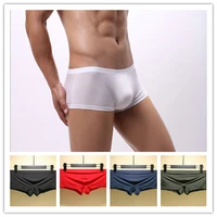 mens sexy underwear thin ice silk boxer briefs male nylon silky translucent breathable seamless quick drying shorts