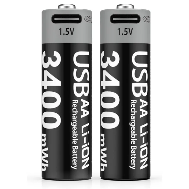 Фото Литий-ионный перезаряжаемый аккумулятор USB 1.5V AA 3400mWh для смарт-замков, микрофонов, фонариков, будильников, камер №2