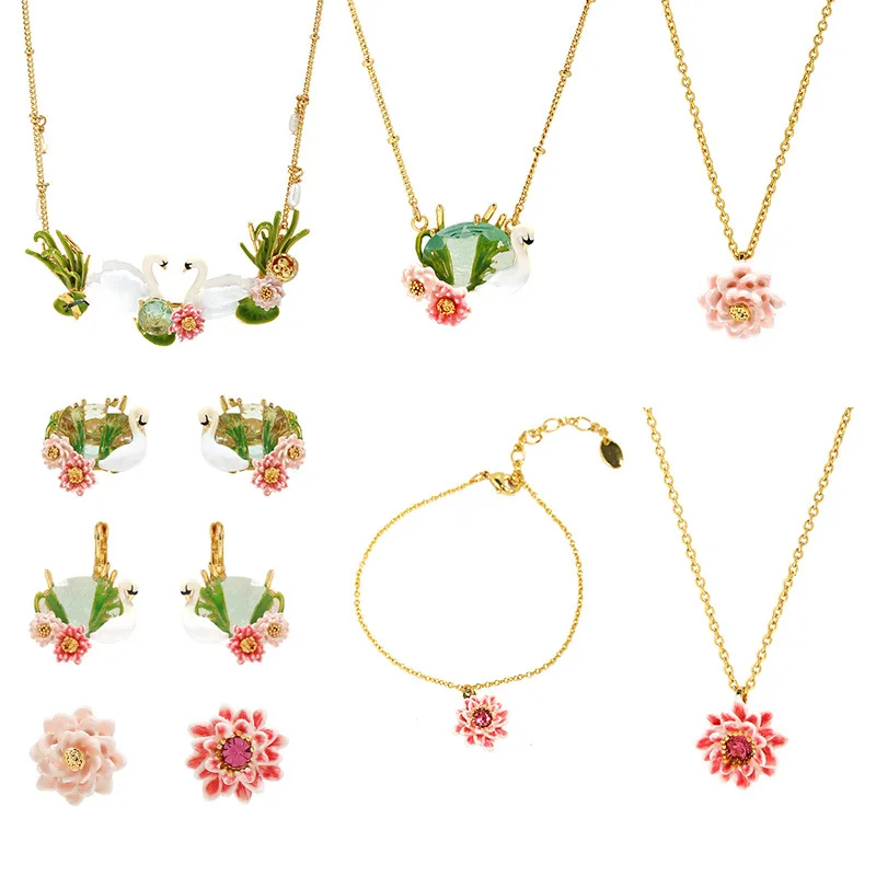 

Цветочные серьги, ожерелье, серьги-гвоздики без проколов, клипсы