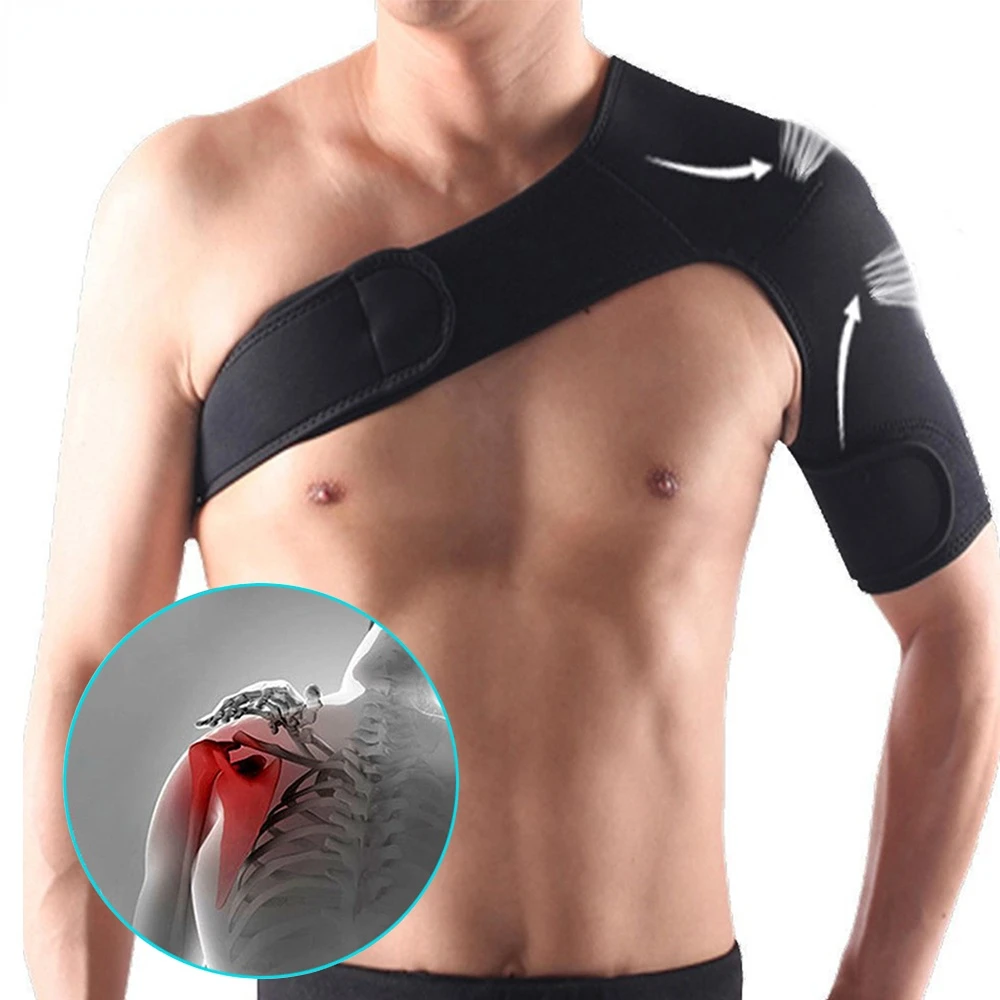 

Adjustable Gym Sports Care Single Shoulder Support Back Brace Guard Strap Wrap Belt Band Pads Black Bandage Men Women