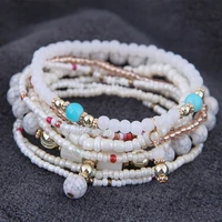bohemian colorful beads bracelet set handmade multilayer simple trendy beaded chain bangle girls summer fashion jewelry gift new