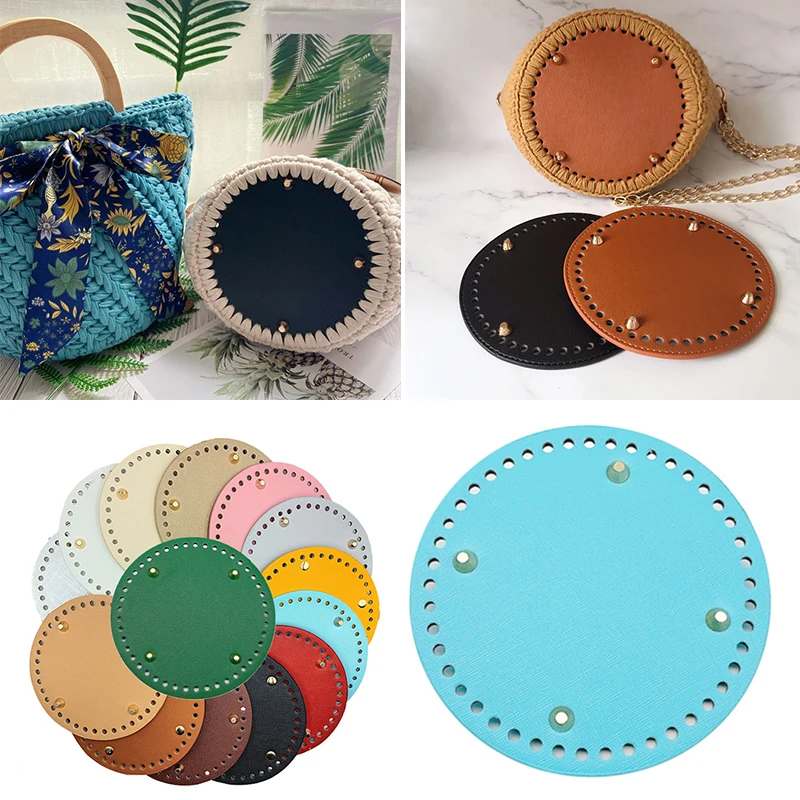 

DIY Hand Hook Round Bag Bottom For Handbag PU Hand-woven Material Bag Cushion Rivet Purse Pad Plate Part Accessories Base