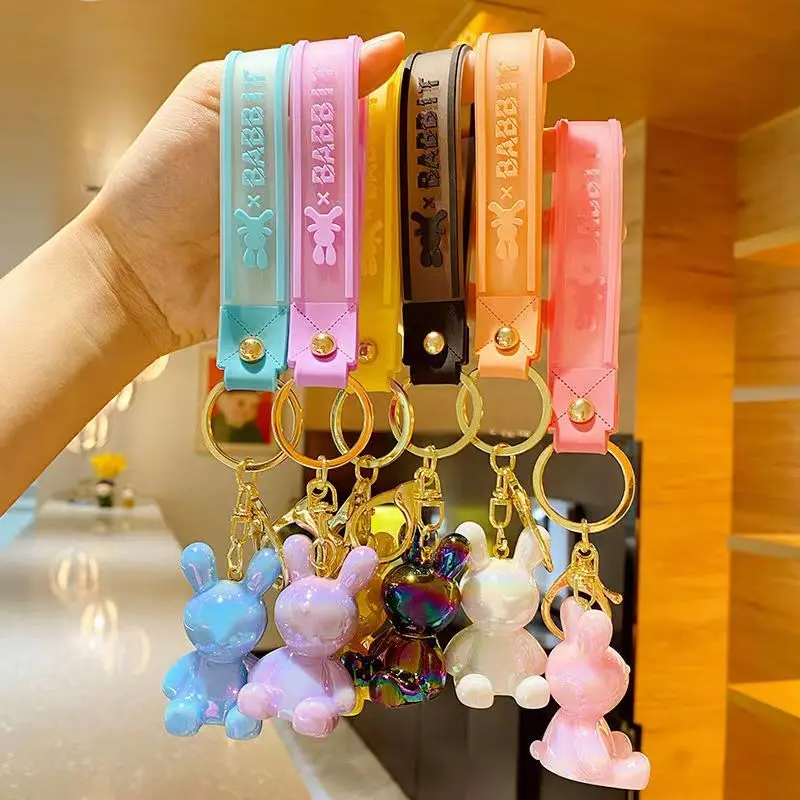 

Car Universal Creative Color Resin Rabbit Keychain Bag Pendant Cute Cartoon Couple Pendant Exquisite Doll Pendant Girl Lady Gift