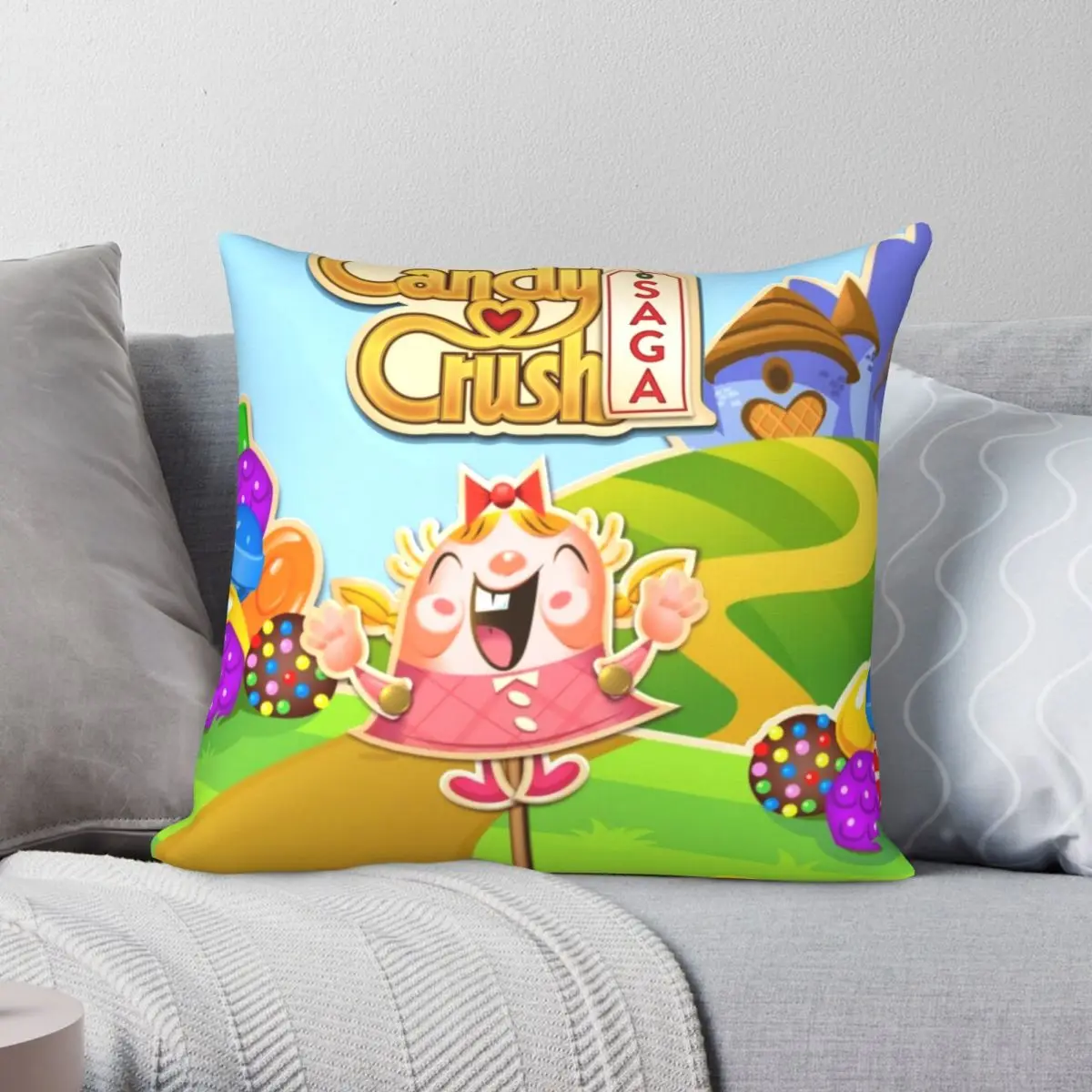 

Tiffi Candy Crush Start Art Mashup Square Pillowcase Polyester Linen Velvet Pattern Zip Decor Car Cushion Cover