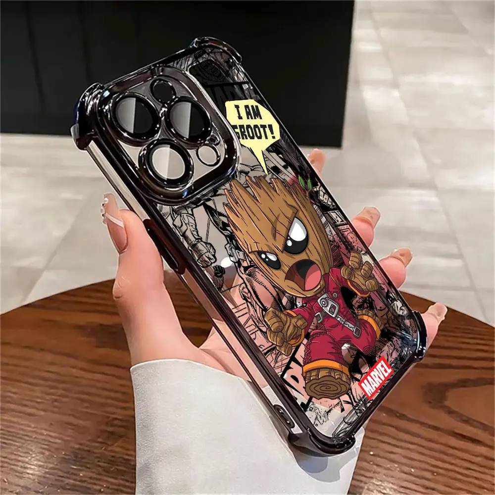 Фото Противоударный чехол Marvel Groot Rocket Raccoon Cute для iPhone 17E, 17, 16 Pro, 15, 14, 13, 12, 11 Pro Max, 17 Air, 16E, 15 Plus №5