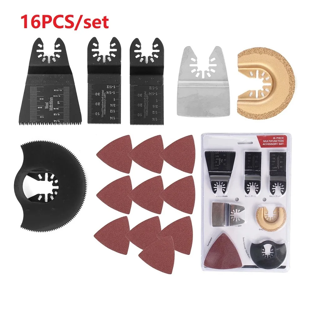 

16pcs Multifunctional Trimming Machine Accessories Quick Release Woodworking Knife Saw Blades For Cutting Wood Plastic Tools