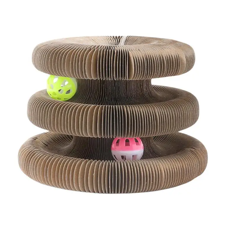 

Cat Scratcher Toy With Ball Magnetic Foldable Scratch Board Biting Chewing Toys Ball Track Cat Toy For Exercise Wear-resistant
