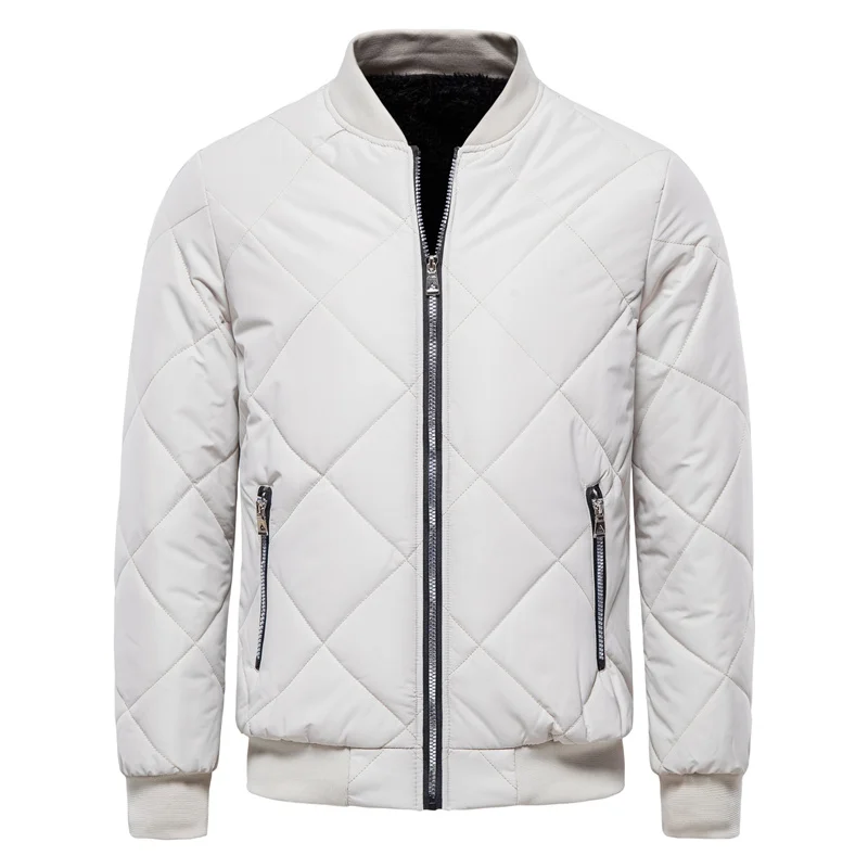 

Thick Plus Velvet Parkas Men Casual Solid Color Stand Collar Slim Fit Mens Jackets and Coats Winter Warm Coat for Men