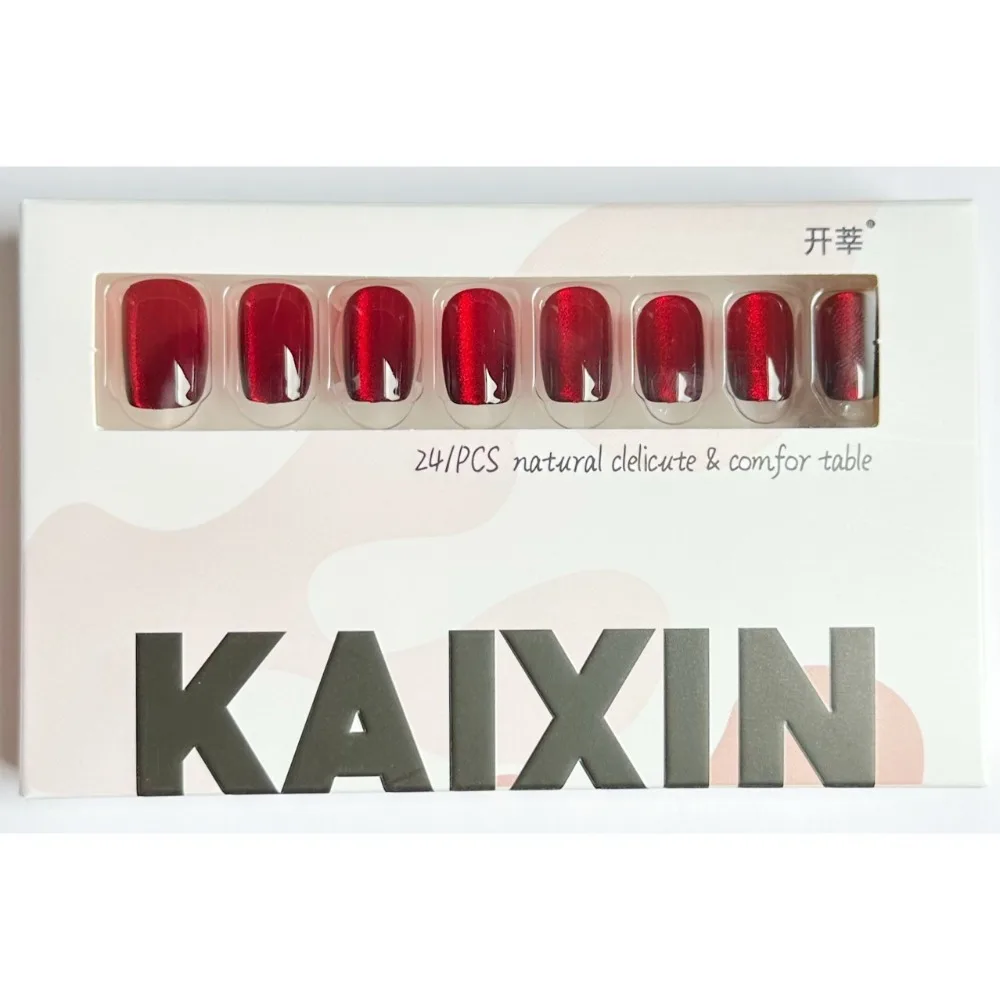 24 шт. красные накладные ногти кошачий глаз