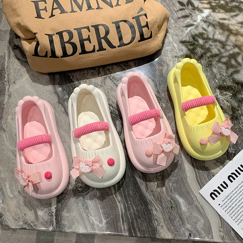 

Kawaii Hello Kitty Sanrio Slippers Anime Girl Summer Sandal Household Anti Slip Outdoors Fashion Breathable Mary Jane Shoes Gift