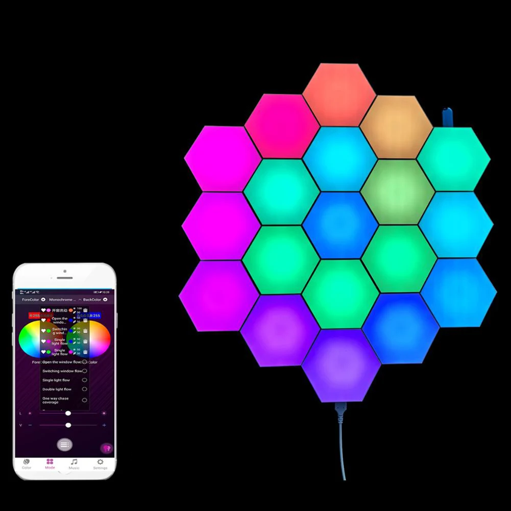 

LED Aurora Smart Light Hexagonal Shape Design Night Lamp Honeycomb Module Assembly for Home Wall Decorations