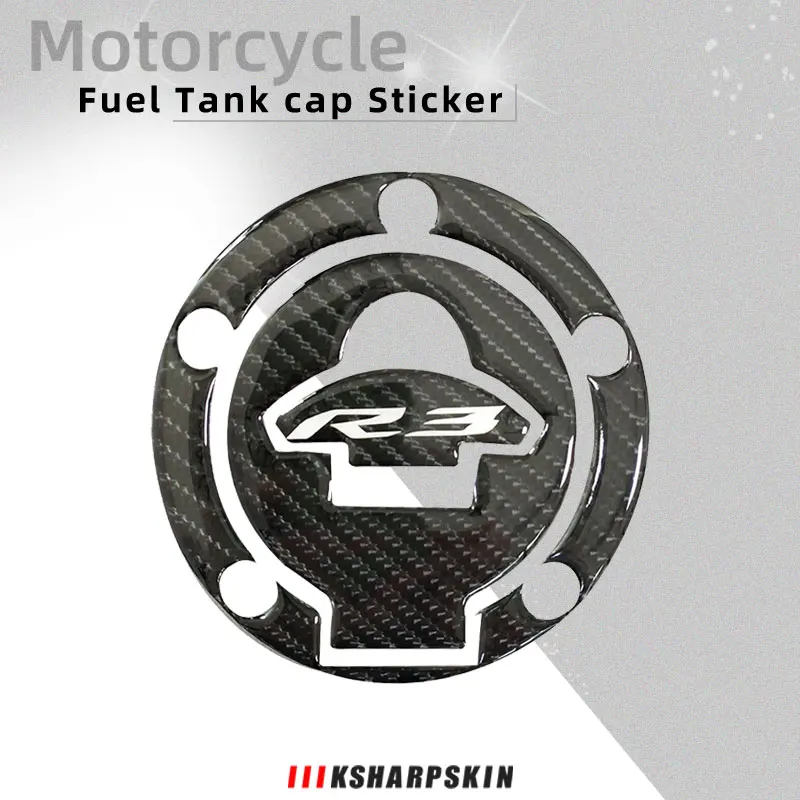

3D Carbon Fiber Tank Gas Cap Pad Filler Cover Sticker Decals for YAMAHA YZF-R3 yzf-r3
