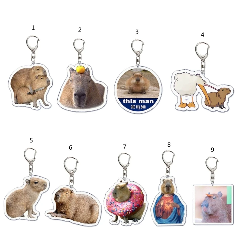 

Delightful Capybara Acrylic Keychain Ornament for Keys Bags Key Rings Chain