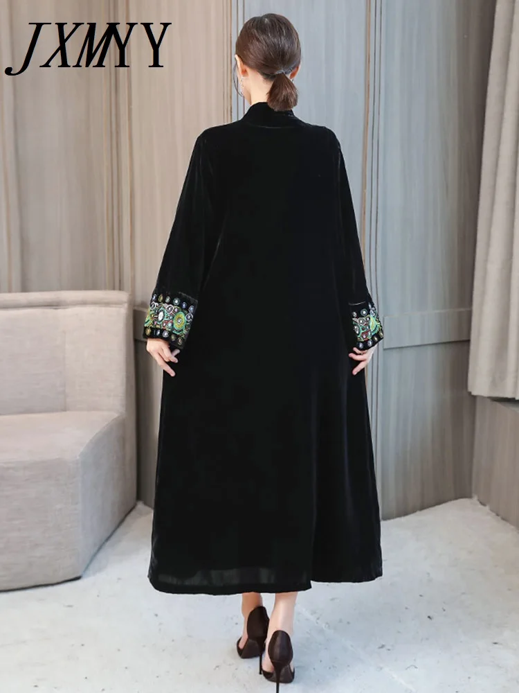 Женское бархатное кимоно с вышивкой V-образным вырезом | Женская одежда