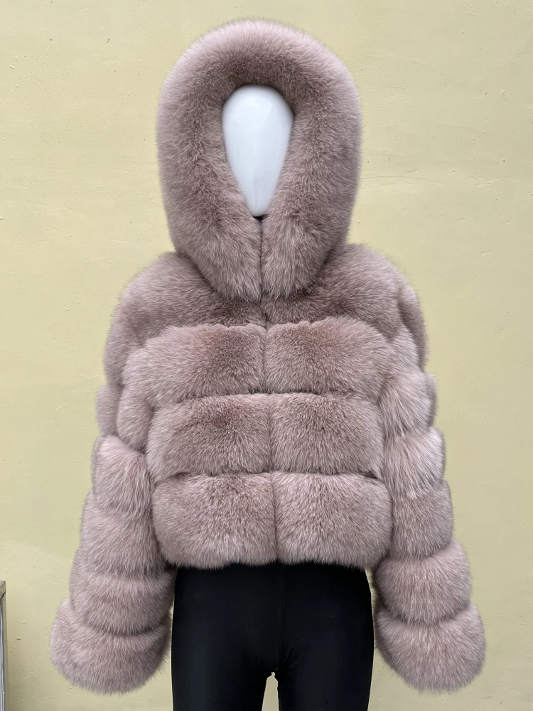 BEIZIRU пальто из натурального лисьего меха с капюшоном женское зимнее натуральное