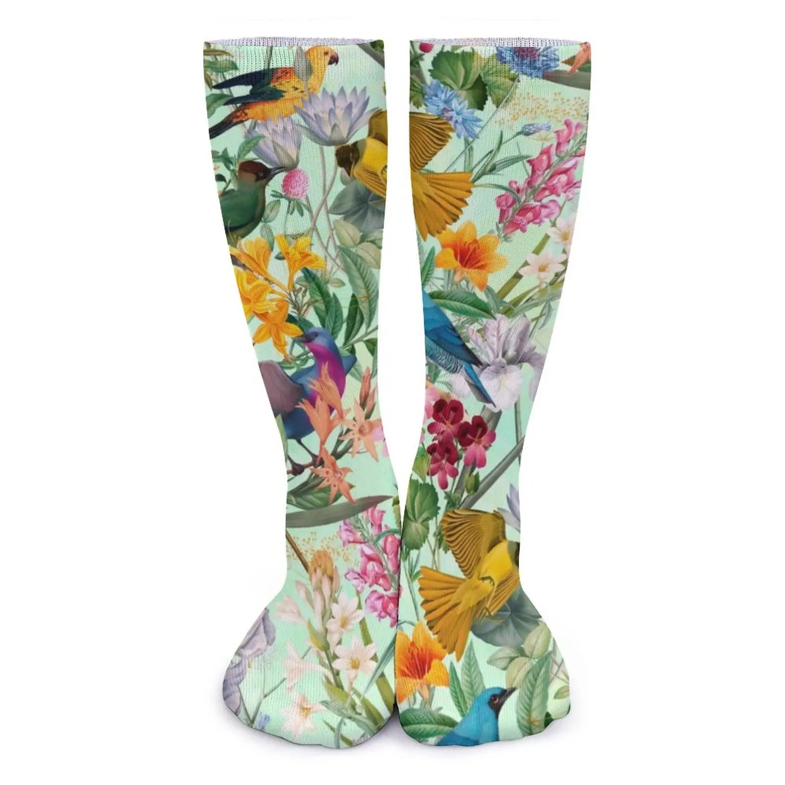

Красочные носки с принтом птиц, тропический рай, цветочные модные чулки, мужские спортивные носки для бега, зимние нескользящие носки с рисунком