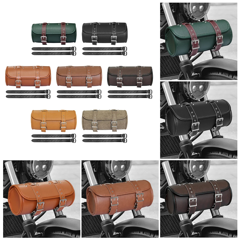 Фото Кожаная седельная сумка для Chopper Bobber Cruiser для Dyna, Softail, Sportster, седельная сумка из искусственной кожи спереди/заднего инструмента №2