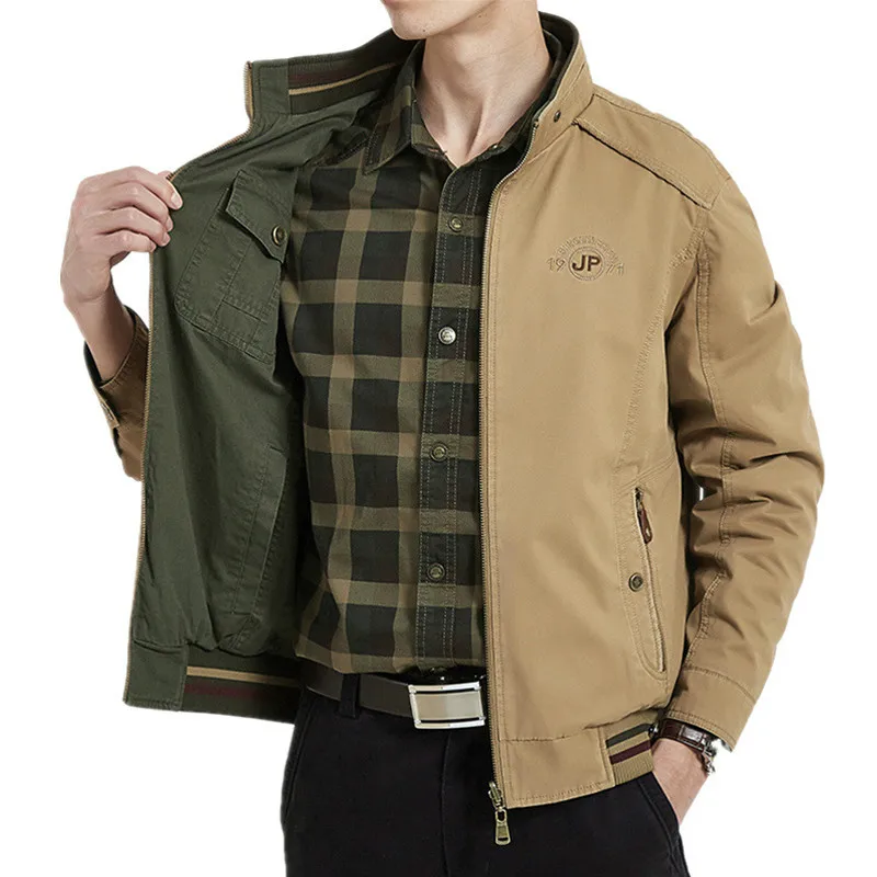 

Мужская Двухсторонняя куртка в стиле милитари, хлопковые деловые повседневные куртки с несколькими карманами, chaquetas hombre, 7XL 8XL, весна-осень