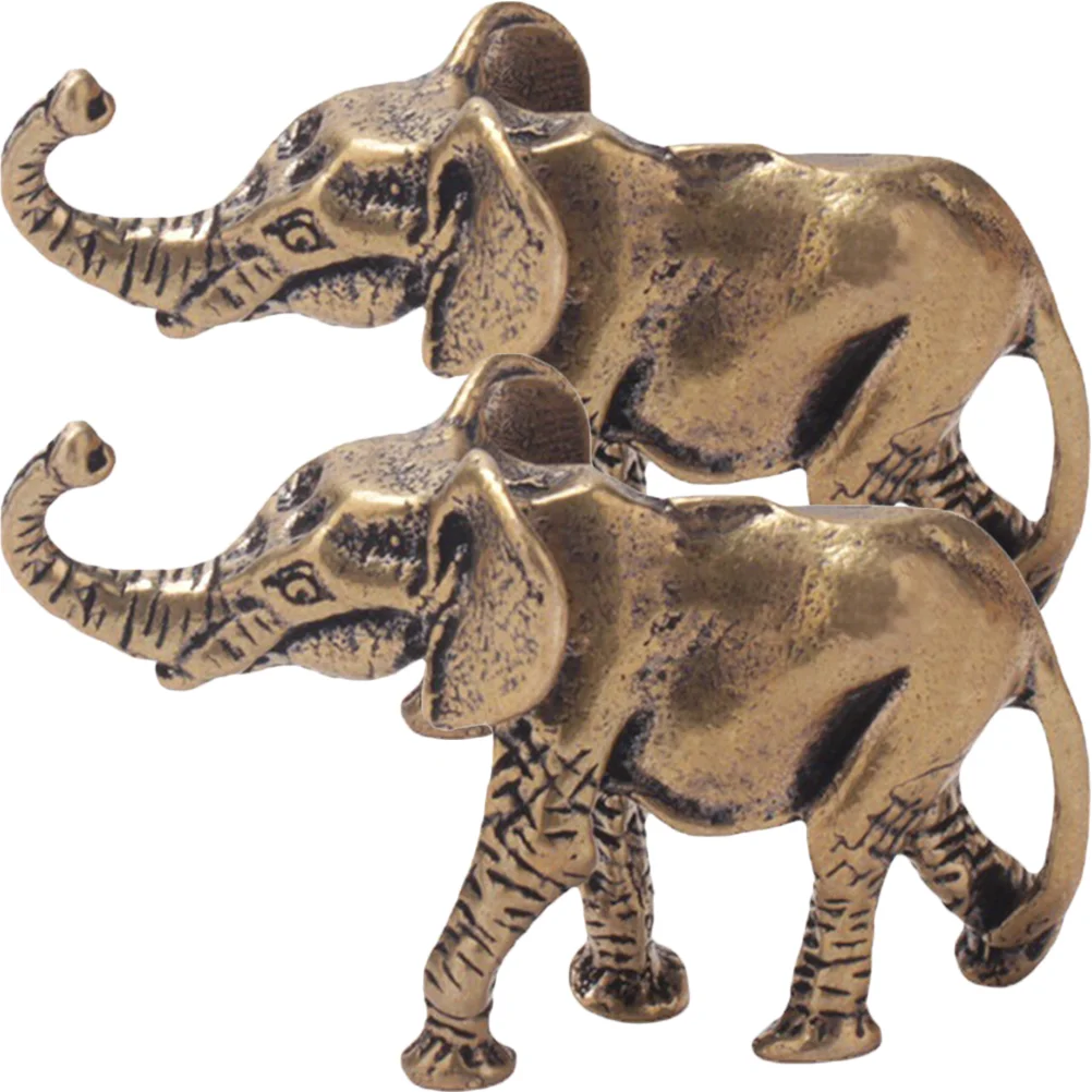 

Elephant Brass Statue Animal Figurines Decoration Sculpture Fengshui Trunk Tea Pet Retro Prosperity Statues Craft Decorative