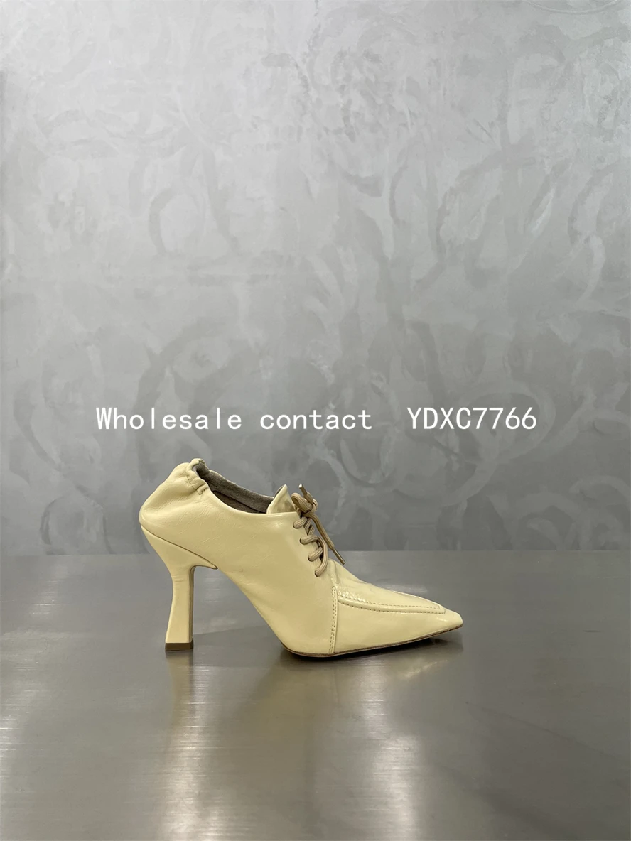 New European and American lace ups Pointy High heeled women's shoes 2022 spring and autumn fashion sexy non slip single shoes