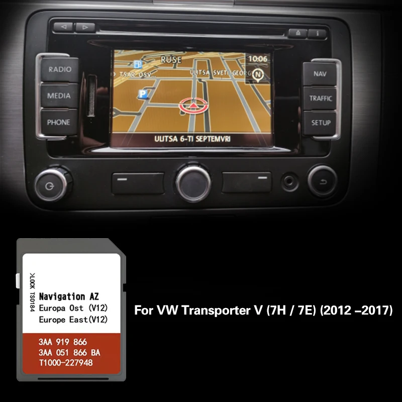 

Eruoep East Ost AZ V12 For VW Transporter V (7H / 7E) (2012 -2017) Map Navi 8GB SD Card