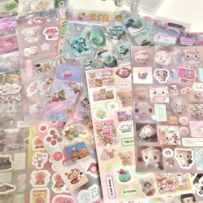6pcs/10pcs Set Y2K Random Cute Glitter Laser Sticker for Phone Camera Luggage Journal Kawaii Decoration Gift