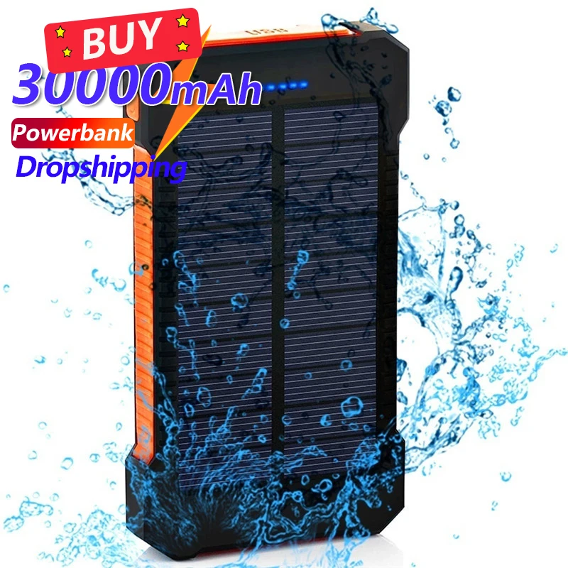

30000mAh Solar Power Bank Large Capacity External Battery LED Portable Outdoor Travel Power Bank for IPhone Xiaomi Mi Samsung