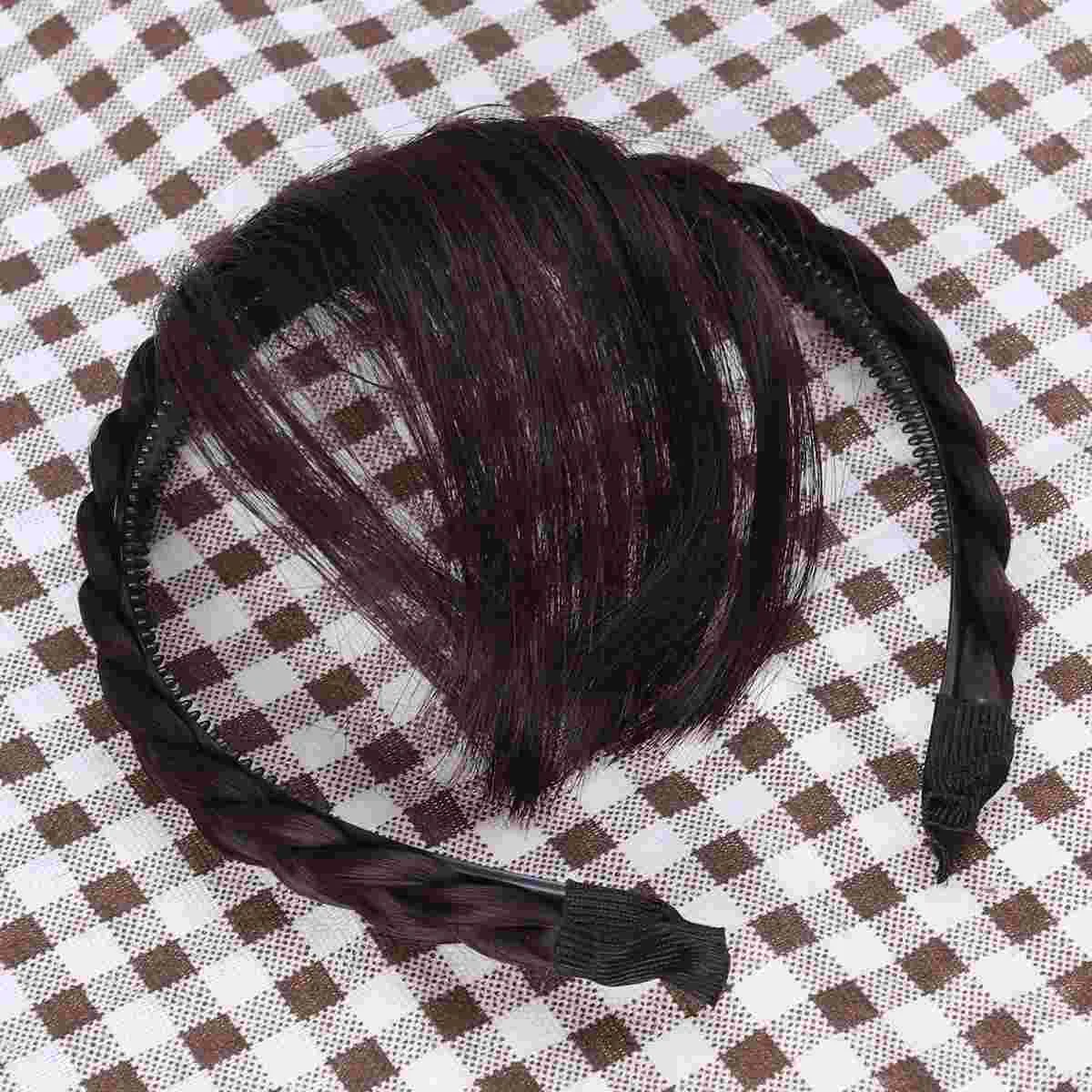 

Парики с плетеной челкой, передние головные уборы из плетеных волос, для костюма, в полоску, из человеческих волос, Wispy Bang